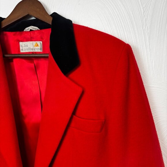 Vintage Liz Claiborne Blazer Red/Black 1-Button Virgin Wool Cashmere 90s Jacket - Picture 2 of 6